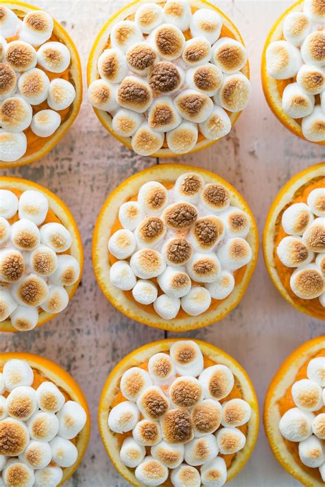 Fun Thanksgiving Treat Sweet Potato Orange Cups With Marshmallow Topping