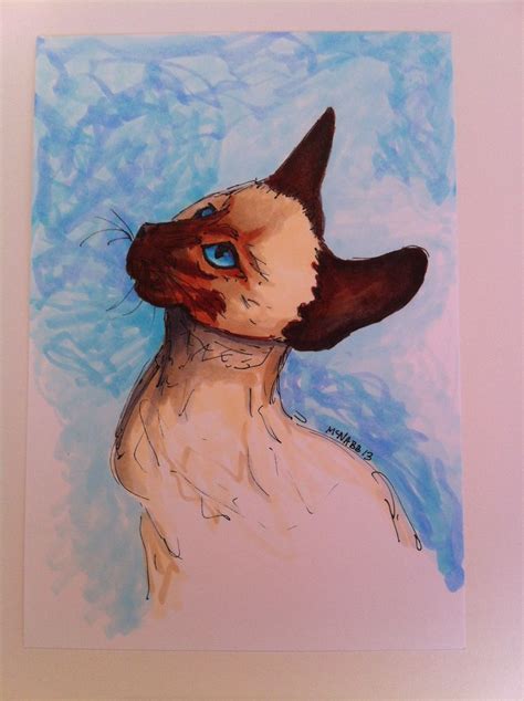 Siamese Cat Drawing Cat Profile Using Copic Markers Cat Illustration