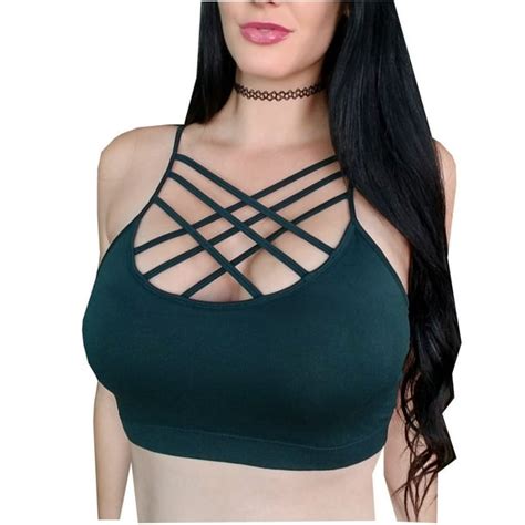 kaylee xo kaylee xo sexy caged strappy lace up criss cross layering bralette sport bra top