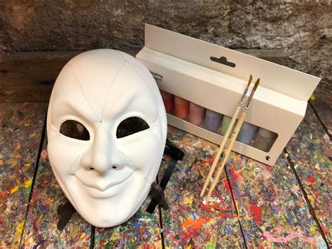White Carnival Mask With Painting Kit Venetian Mask To Paint Etsy