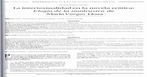 La Intertextualidad En Elogio De Da Madrastra Mario Vargas · En La