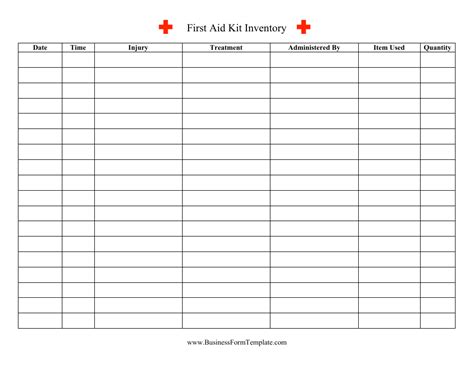 First Aid Kit Inventory Template Download Printable Pdf Templateroller