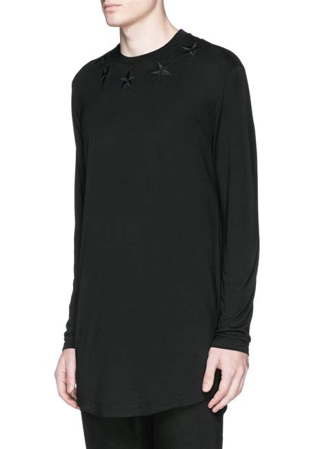 Lyst Givenchy Star Embroidery Long Sleeve T Shirt In Black For Men