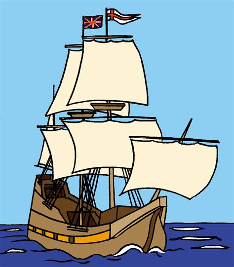 Clip Art Mayflower Coloring Page Ship Pilgrims Thanksgiving