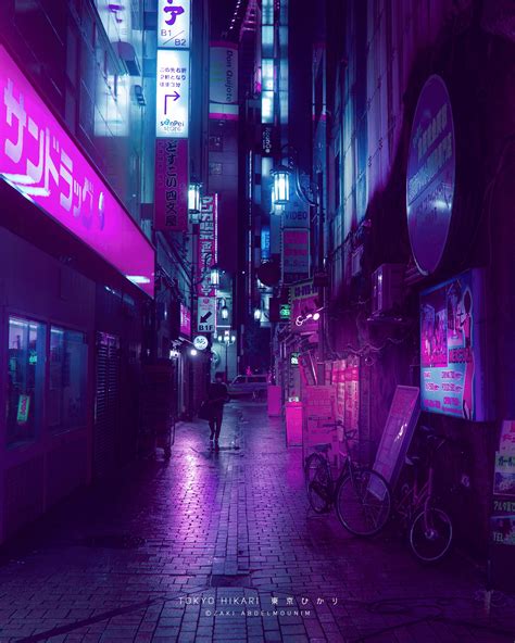 Synthwave City Street Photography Cyberpunk Night Photography Photo Editing Purple Neon Urban