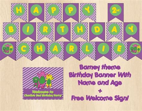 Free Printable Barney Birthday Banner Free Printable Templates