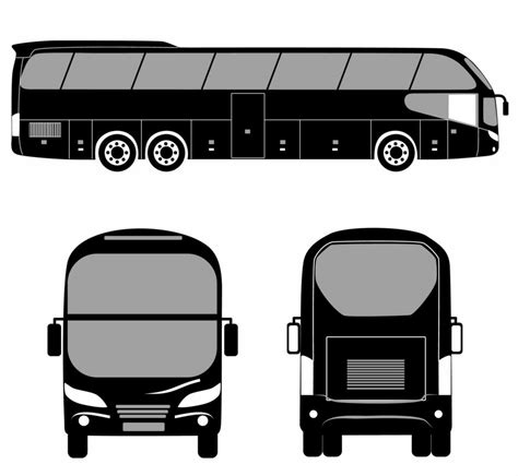 City Bus Silhouette With Vehicle Icons Set The View From Side Front