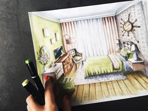 Guest Bedroom By Natalia Pristenskaya Interior Architecture Drawing