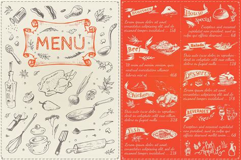 Hand Drawn Cooking And Food Icons Food Icons Recipe Book Menu Cover