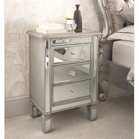 Bedside Tables And Cabinets Home Furniture And Diy Venetian Mirrored Bedroom Mirrored Glass Diamond