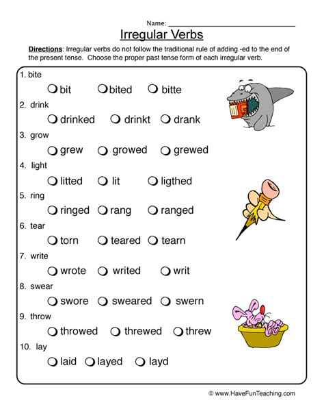 Finding Irregular Verbs Worksheet By Teach Simple