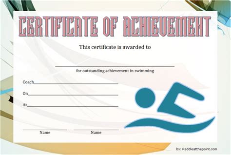 Swimming Achievement Certificate Template 7 Paddle Templates