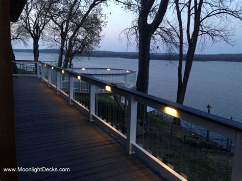 See more ideas about stainless steel lighting, handrail, handrails. Deck lighting using under railing LEDs from Moonlight ...