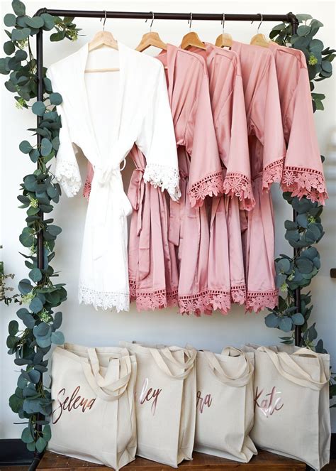 Bridesmaid Robes Silky Satin Lace Robe For Getting Ready Etsy