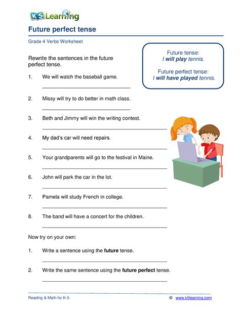 Future Perfect Tense Future Perfect Tense Grade 4 Verbs Worksheet