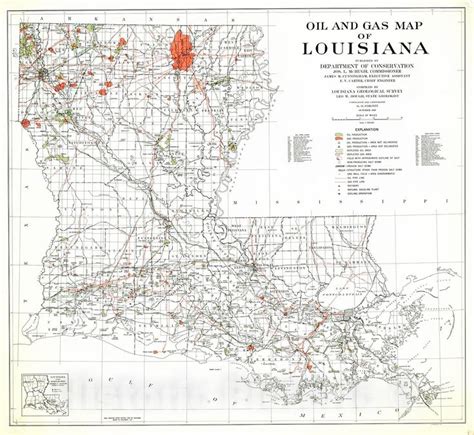 Historic Map 1947 Oil And Gas Map Of Louisiana Vintage Wall Art