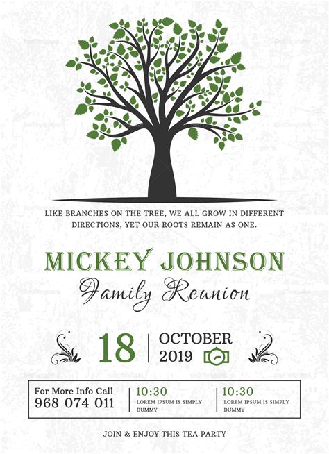 Modification of a family reunion invitation template enables you to insert your favorite designs, words and other details about family reunion by using an easy to use format in order to give a personal. Classic Family Reunion Invitation Design Template in Word, PSD, Publisher