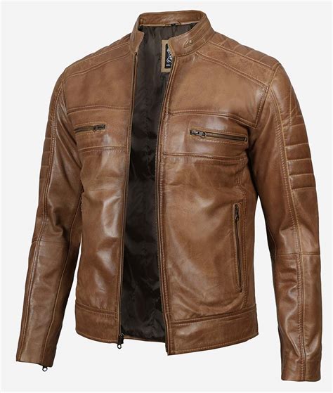 Cafe Racer Tan Lambskin Leather Jacket For Men In Australia