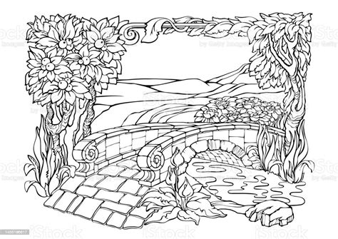 Romantic Secret Garden Coloring Pages Antistress Colouring Page Vector