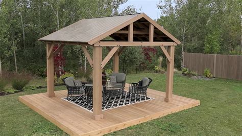 14x12 Wood Pavilion With Aluminum Roof Youtube