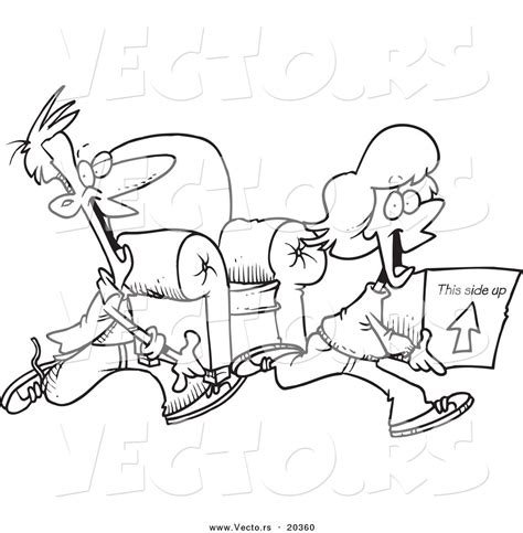 Parent and teacher always have tried to do the best for their kids. Vector of a Cartoon Couple Moving - Coloring Page Outline ...