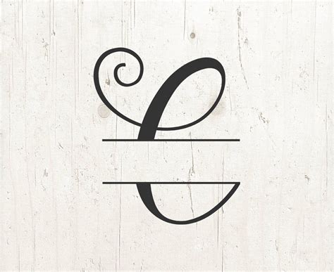 Monogram Split Letter Svg Divided Initial C Svg Swirl Letter Etsy