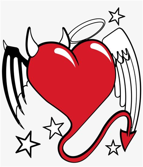28 Collection Of Angel Heart Drawing Devil And Angel Heart Png Image