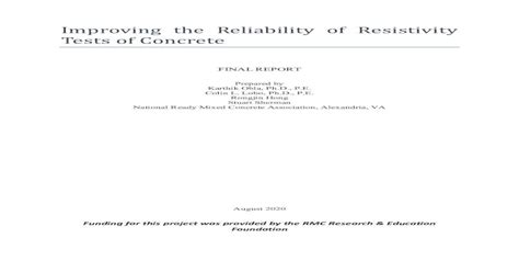 Improving The Reliability Of Resistivity Tests Of Concrete€¦ · The