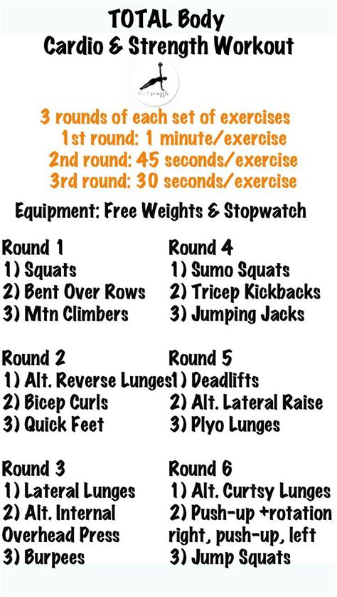 full body cardio strength workout cardioworkouts strength workout full body cardio total