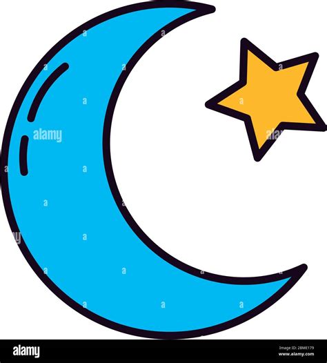 Eid Mubarak Concept Crescent Moon And Star Icon Over White Background