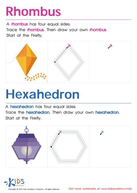 Draw A Rhombus And A Hexahedron Printable Geometric Shapes Worksheet