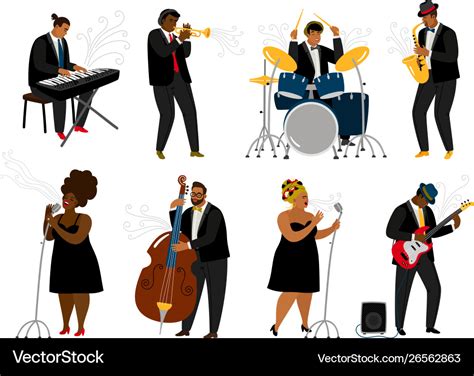 Cartoon Jazz Band Musicians Royalty Free Vector Image