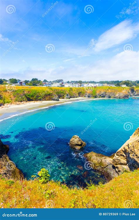 Cove Azure Water Mendocino Main Street Houses V Stock Image Image Of