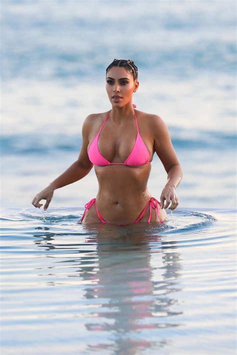 Kim Kardashian Puts On A Stunning Display In A Hot Pink Bikini During A Kkw Beauty Photoshoot In