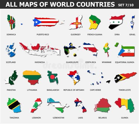 Todos Los Mapas De Países Y Banderas Del Mundo Juego 7 De 10 Colección