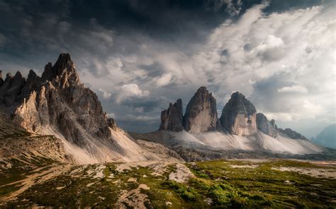 Wallpaper Italy Dolomites Mountains Clouds Nature Landscape