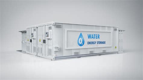 Energy Storage System Or Battery Container Unit With Water Power Stock Illustration