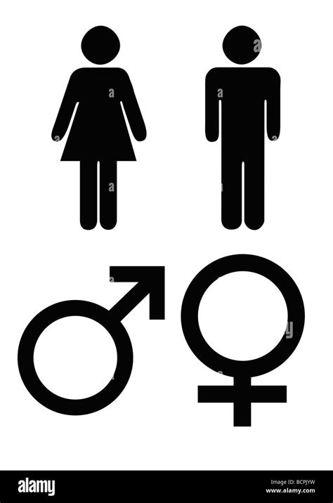 Male And Female Gender Symbols In Black Silhouette Isolated On White