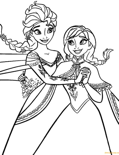 Anna And Elsa Coloring Pages Printable Printable Templates