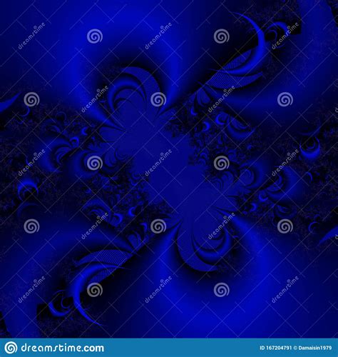 Blue Phosphorescent Swirls Fractal Abstract Background Stock