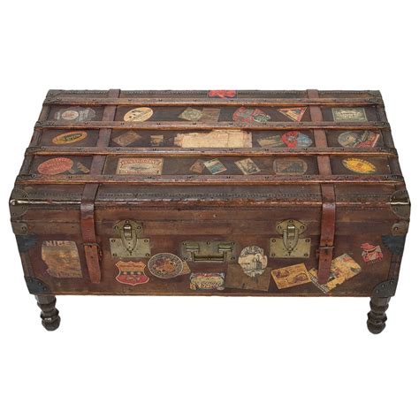 I spotted an ad for an old footlocker/chest, and through the small pixelated pictures knew it could serve as the perfect coffee table with a little elbow grease. Vintage Travel Trunk Coffee Table by Arthur Eymann from ...