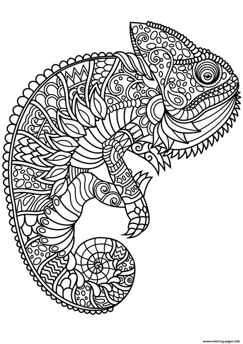 Printable animal coloring pages pdf downloads favecrafts com astonishing free deer. Mandala Chameleon Animal Coloring Pages Printable