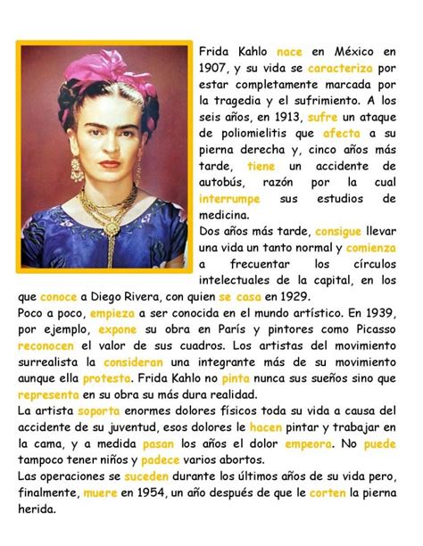 E Spanish For Free Biografía De Frida Kahlo