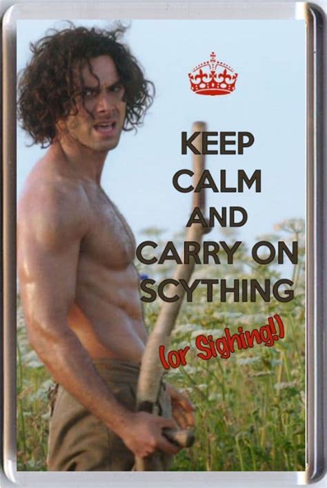 Keep Calm And Carry On Scything Or Sighing Fridge Magnet With An Image