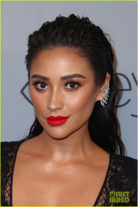 Shay Mitchell Wears A Sheer Lace Jumpsuit To Golden Globes Party