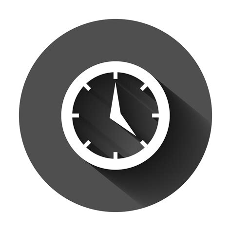 Real Time Icon In Flat Style Clock Vector Illustration On Black Round