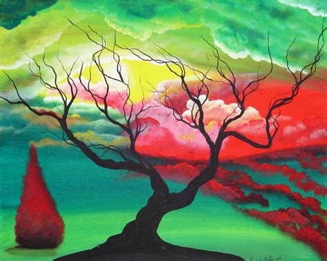 Angiec Original Abstract Surreal Landscape Painting Reds Etsy