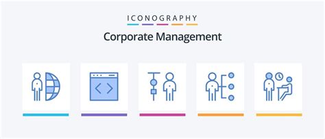 Corporate Management Blue 5 Icon Pack Including Person Employee
