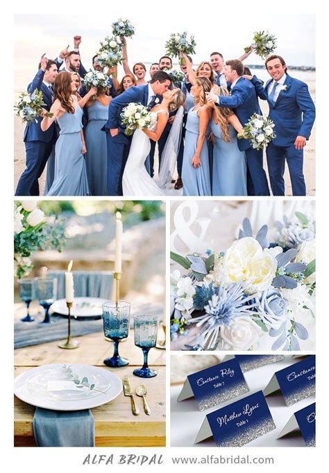 Blue Wedding Color Palette Scheme For Bridesmaids Blue Themed Wedding