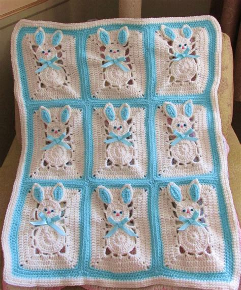 Digital Pdf Crochet Pattern Easter Bunny Baby Blanket Etsy Bunny